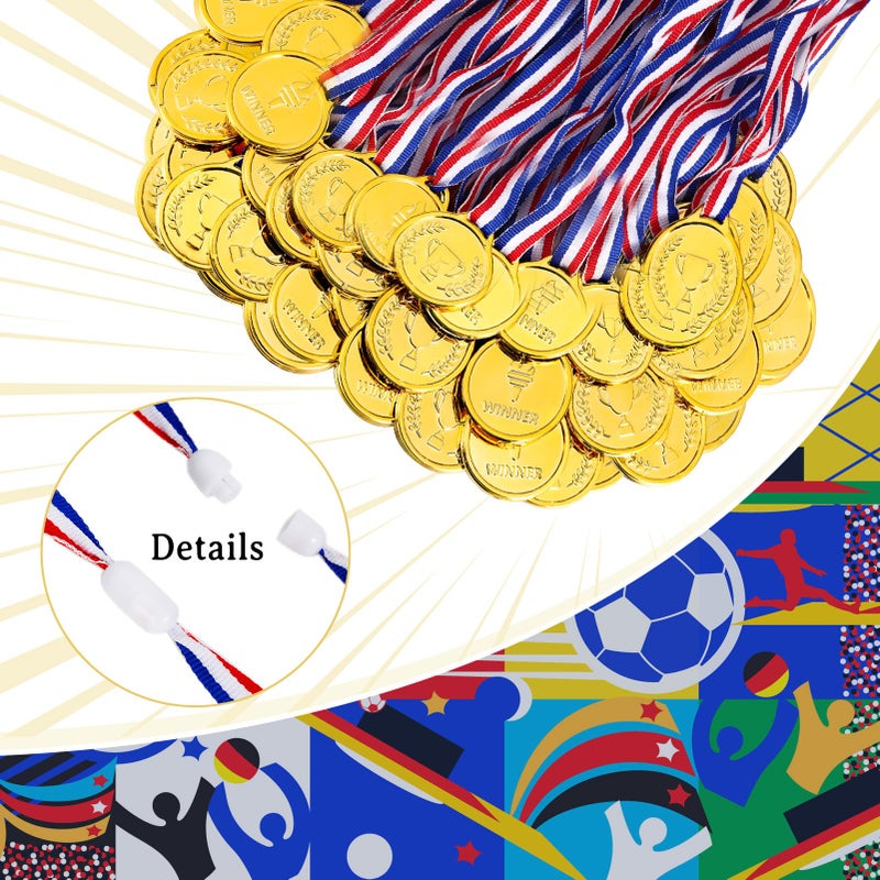 Caydo 100PCS Gold Medals for Awards, Plastic Gold Medal for Children's Game Prizes, School Sports Games, Competitions, Family Gatherings, Gold Medals for Kids - Image 4